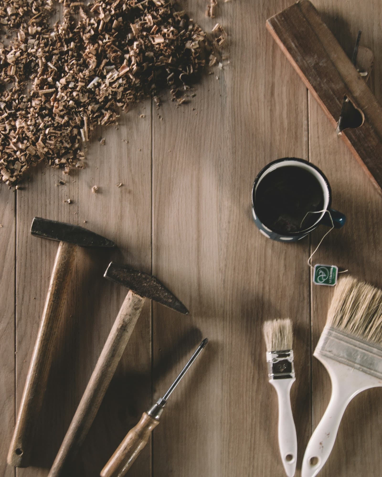 Specialty trade tools, paint brush and hammers